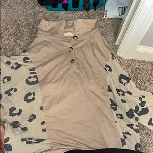 Tan and Cream Leopard Print Top